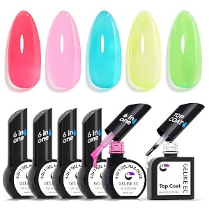 Gelike EC Gel Nail Polish - 6 in 1 Long Lasting Brush-On UV LED Cure Soak Off High