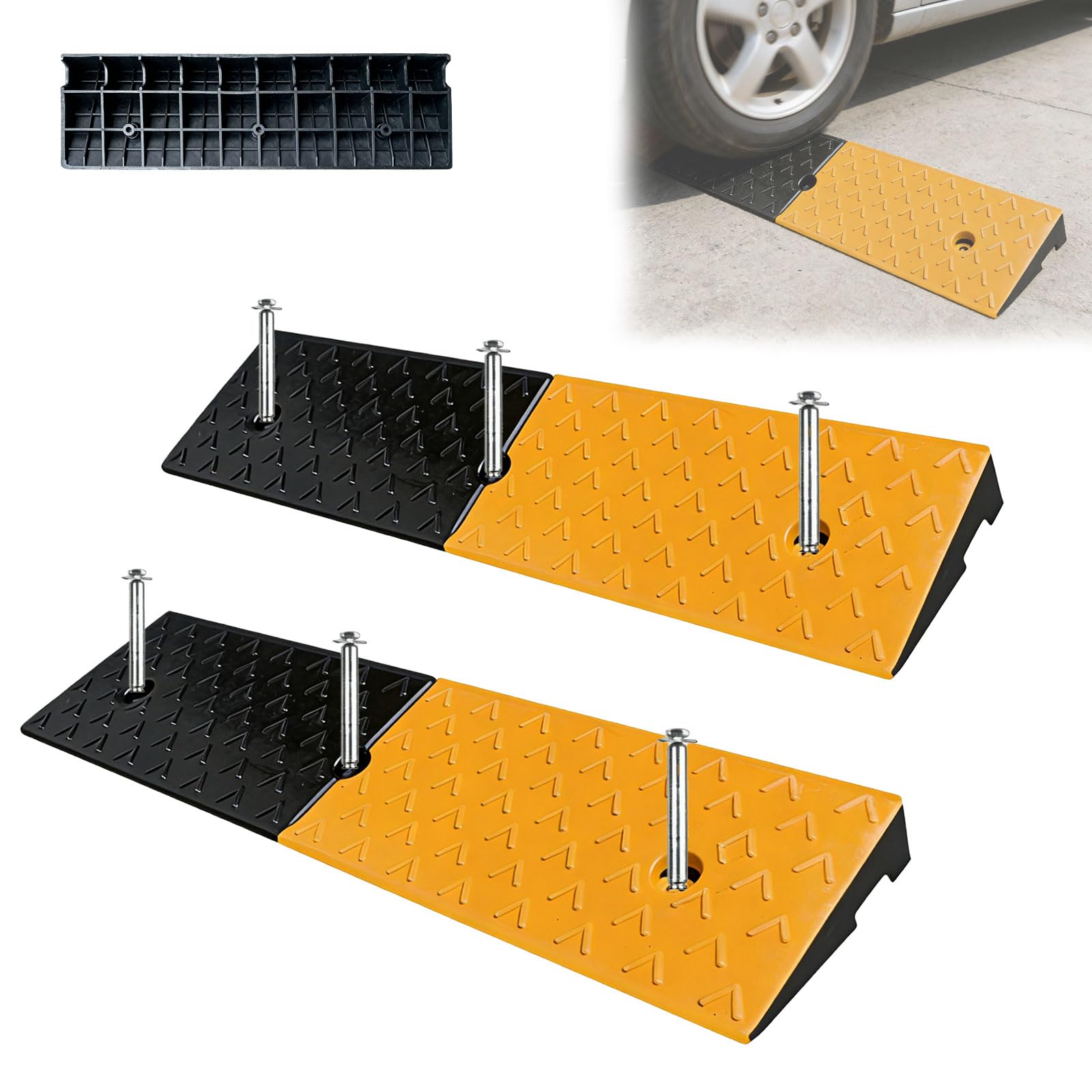 Rampe de trottoir robuste en caoutchouc de 5,1 cm lot de 2 rampes de seuil