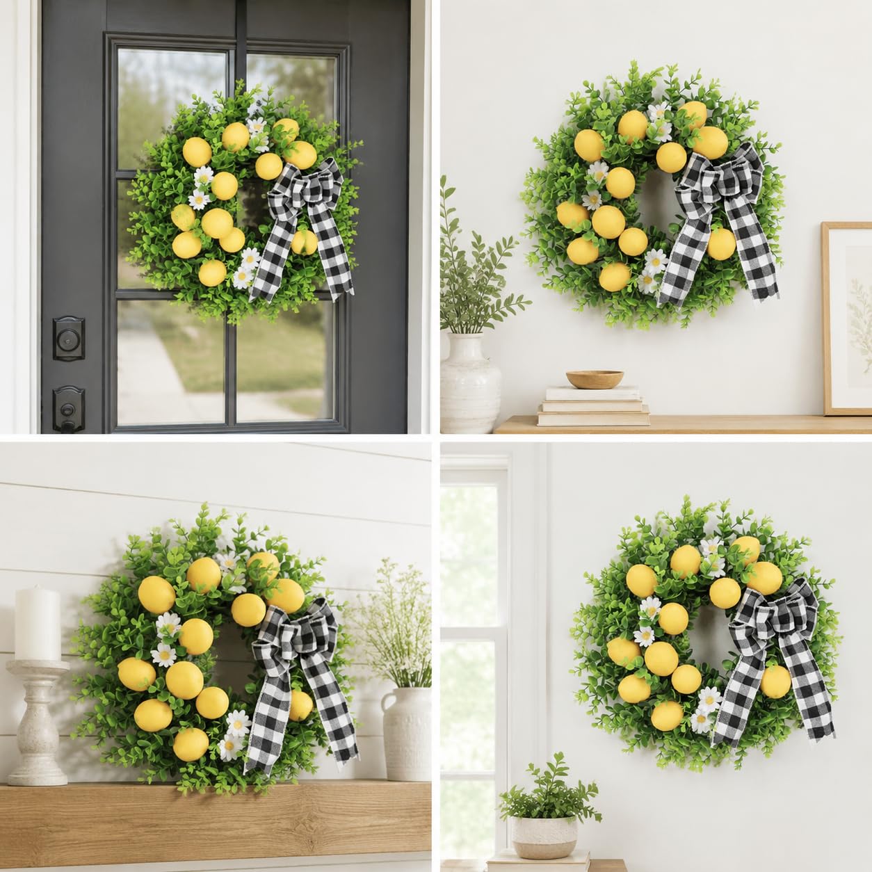 Corona Artificial, Guirnalda Decorativa para Puerta, Flores Artificiales para Hogar, Decoración Pared