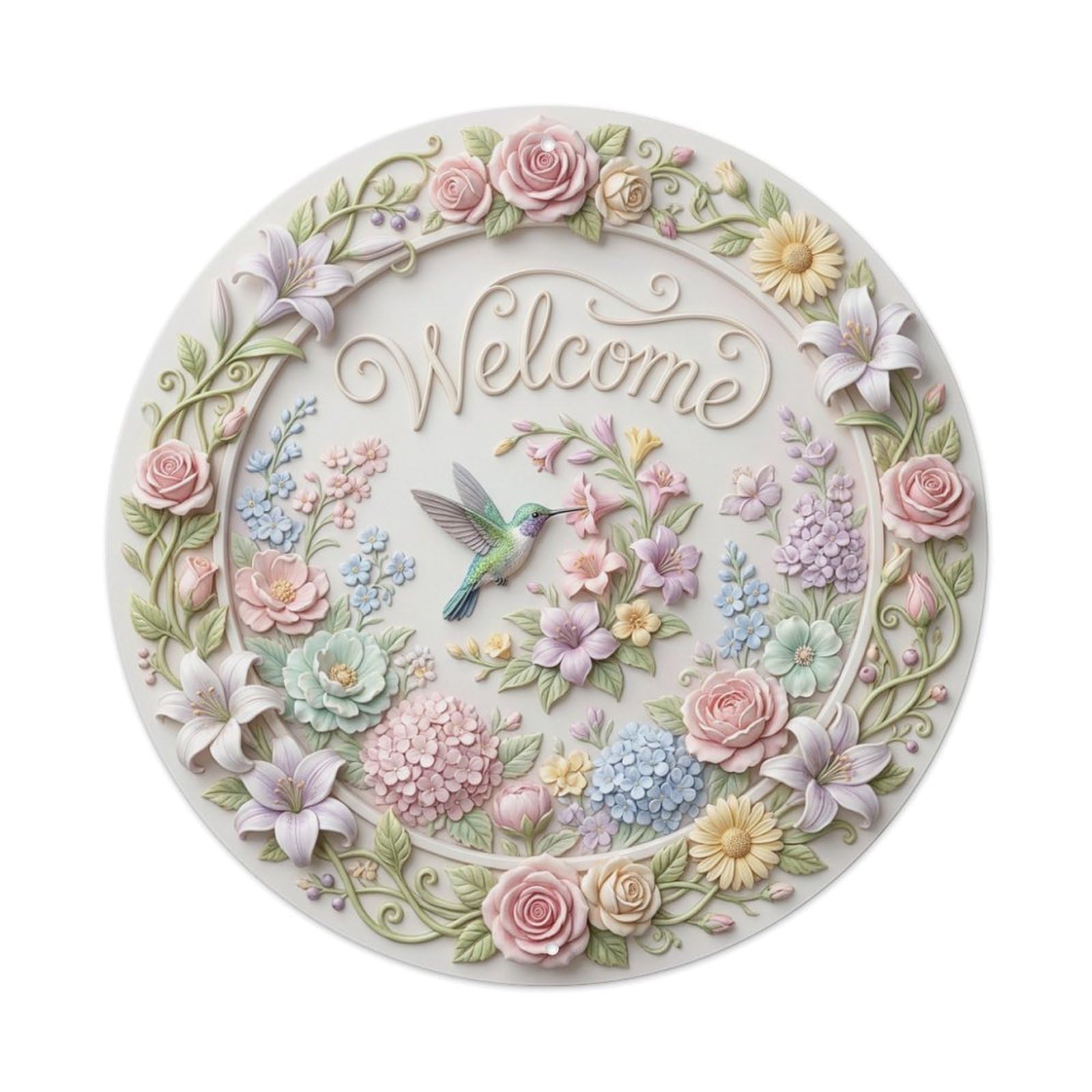 Tgrcjimh Style Metal Tin Sign Hummingbird Nectar Welcome Floral Haven