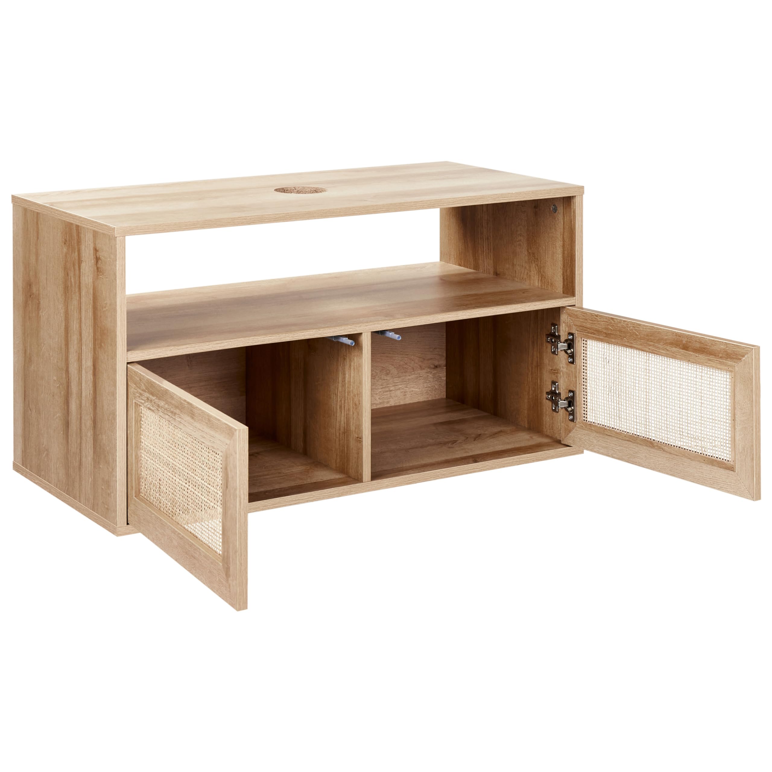 Beliani Mueble Flotante para baño Boho Frente de ratán Trenzado 86 x 45 cm Madera Clara Rosell