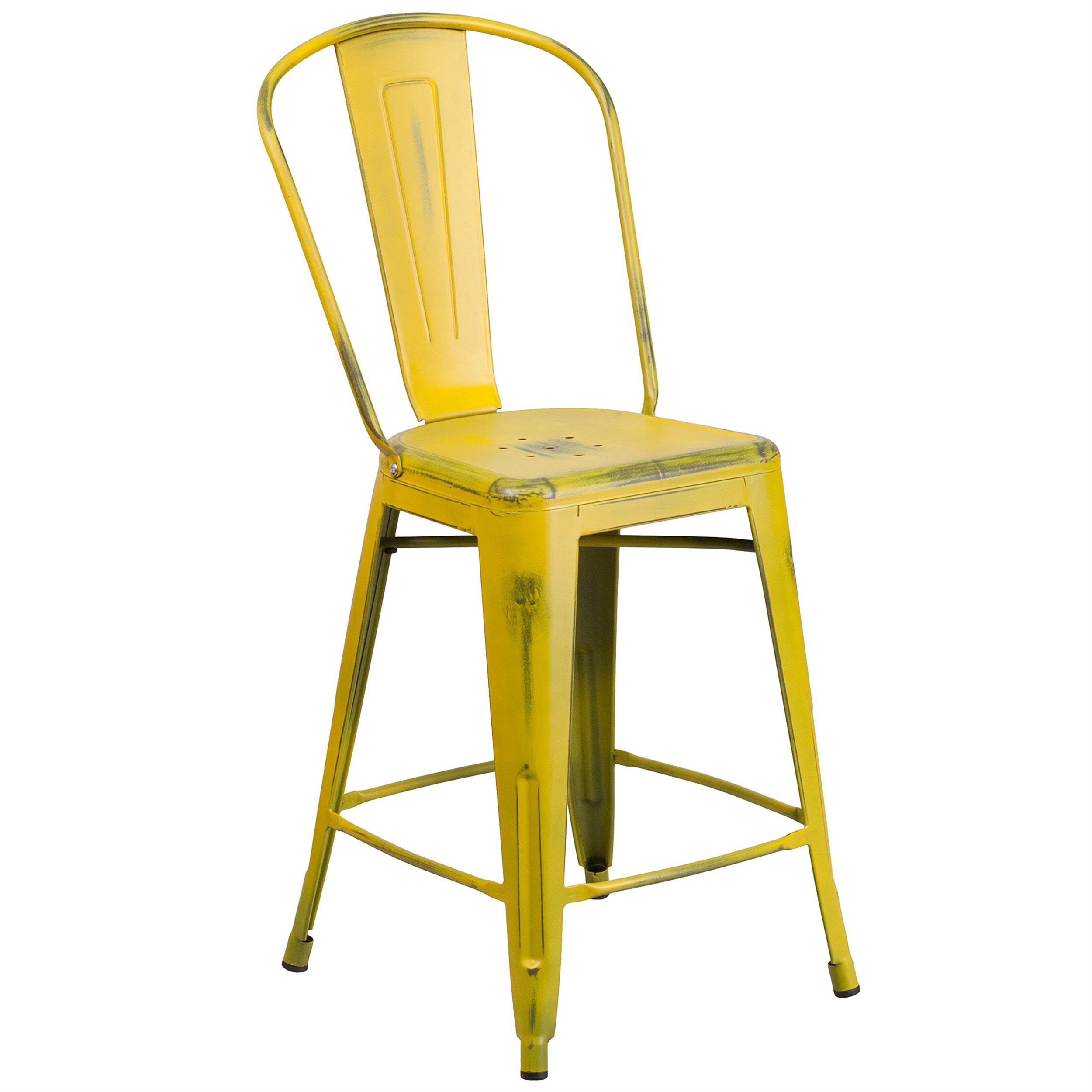 Flash Furniture Yellow / Set of 1 / Metal Seat Stools & Bar Chairs