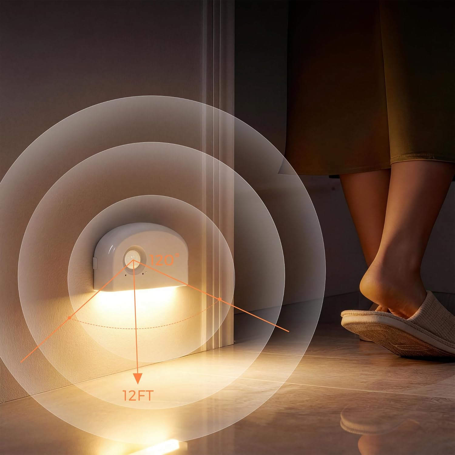 4 Pack Rechargeable Motion Sensor Stair Lights Indoor, Motion Activated Night Light Led Battery Powered Portable Automatic Wireless Stick On Lamp for Step Hallway Closet Under Cabinet