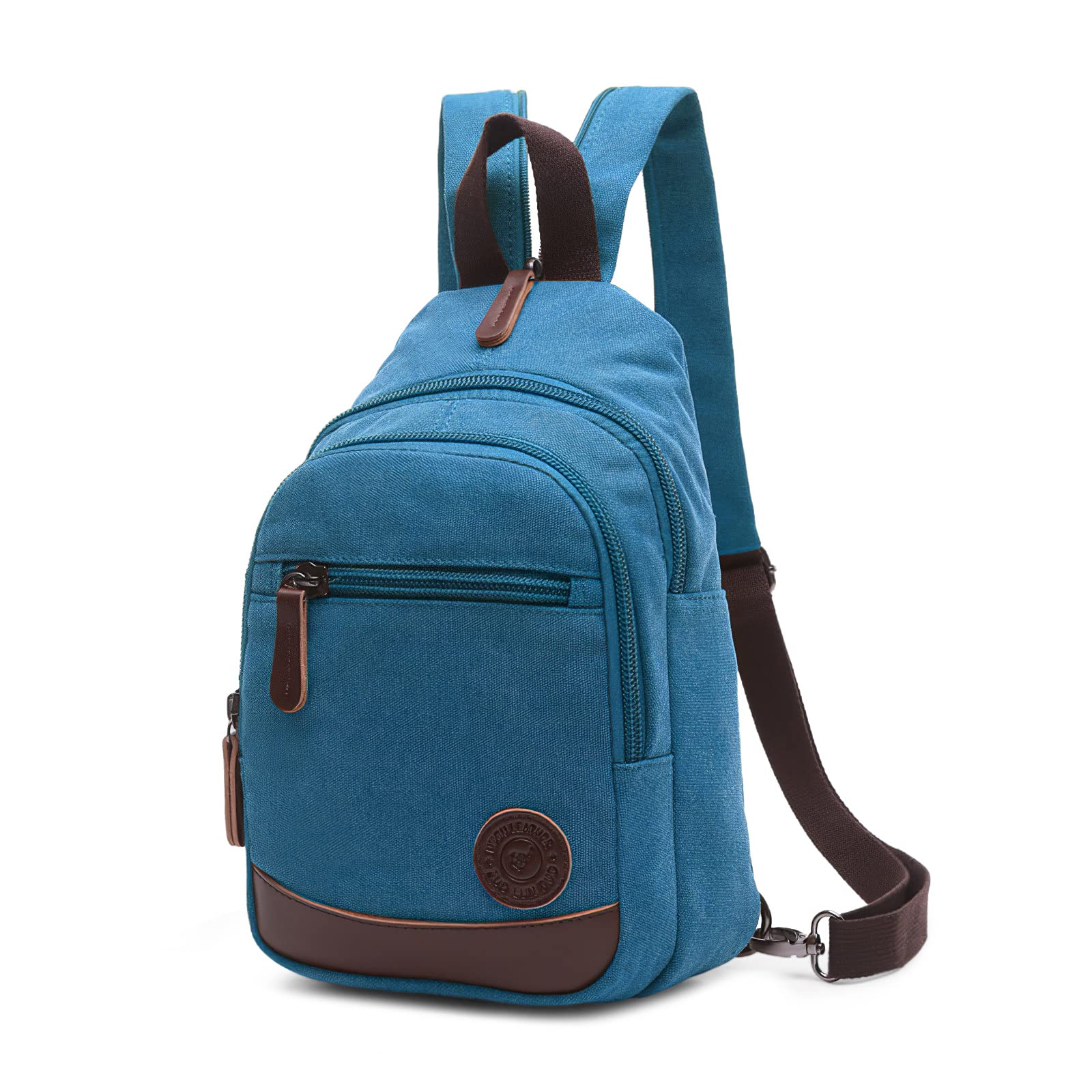 VARLIVOO Retro Sling Bag Bolsos de Hombro para Hombre Bolsos Cruzados Bandolera Bolsa de Pecho Crossbody Bolsa Senderismo Viajes Deportes al Aire Libre Cámping Ciclismo Montañismo Lona Cielo Azul