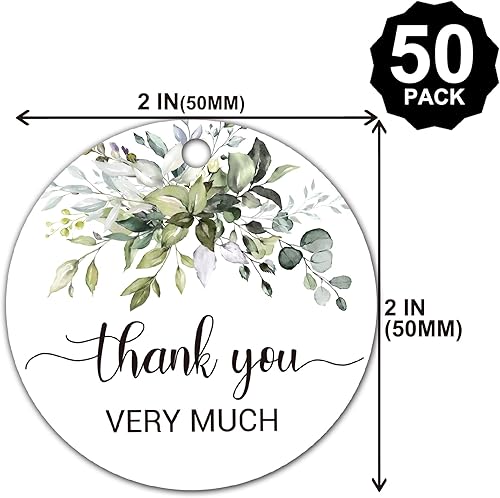 Miniatura 3 de 50 etiquetas de regalo con texto en inglés "Thank you" para bodas, despedidas de soltera, cumpleaños, fiestas, baby showers, redondas de 2 pulgadas
