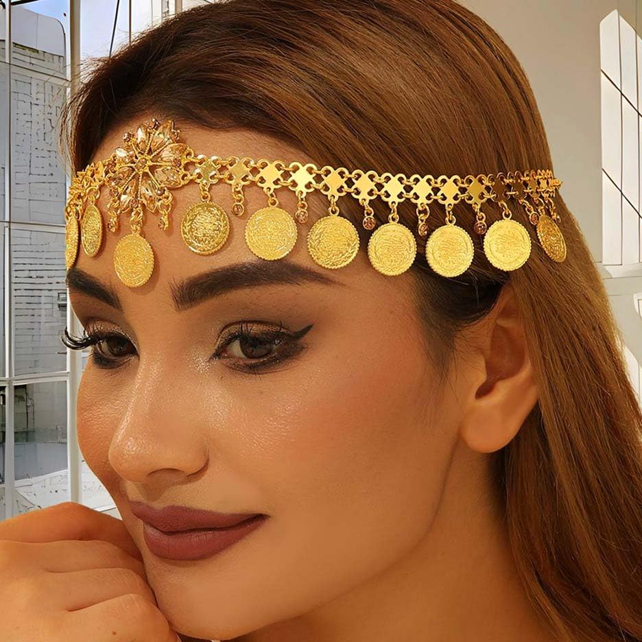 Fashband Gold Sequin Head Chain Boho Headpiece Hair Chains Festival Costume Hair Accessories for Women (G-A, One Size) - Image 4