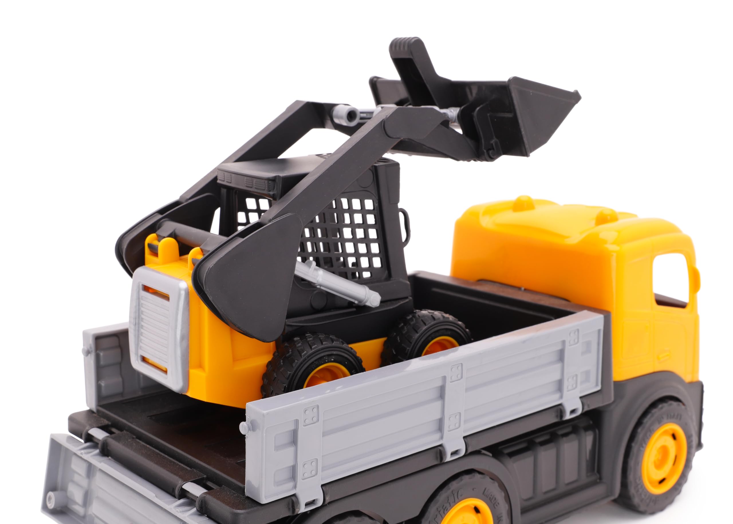 Toyland® Juego de 2, 1:16 Camiones de construcción a Escala - 36cm (14") 6 Camión volquete de Ruedas y 20cm (8") Minicargadora con Ruedas y Piezas móviles - Juguetes de construcción