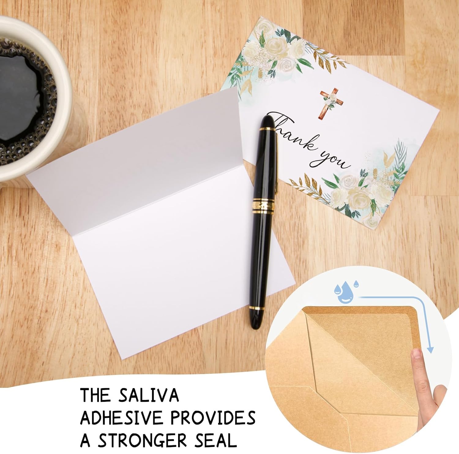 25 Pack Thank You Cards with Envelope & Stickers, 4 * 6in Watercolor Cross Flower Blank Inside Thank You Card for Baptism, Wedding, Funeral, Bridal Shower, Baby Shower, Communion - Image 4