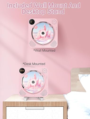 Miniatura 6 de Reproductor de CD portátil, reproductor de CD Bluetooth con altavoces, pequeño reproductor de CD para el hogar con control remoto, radio FM,