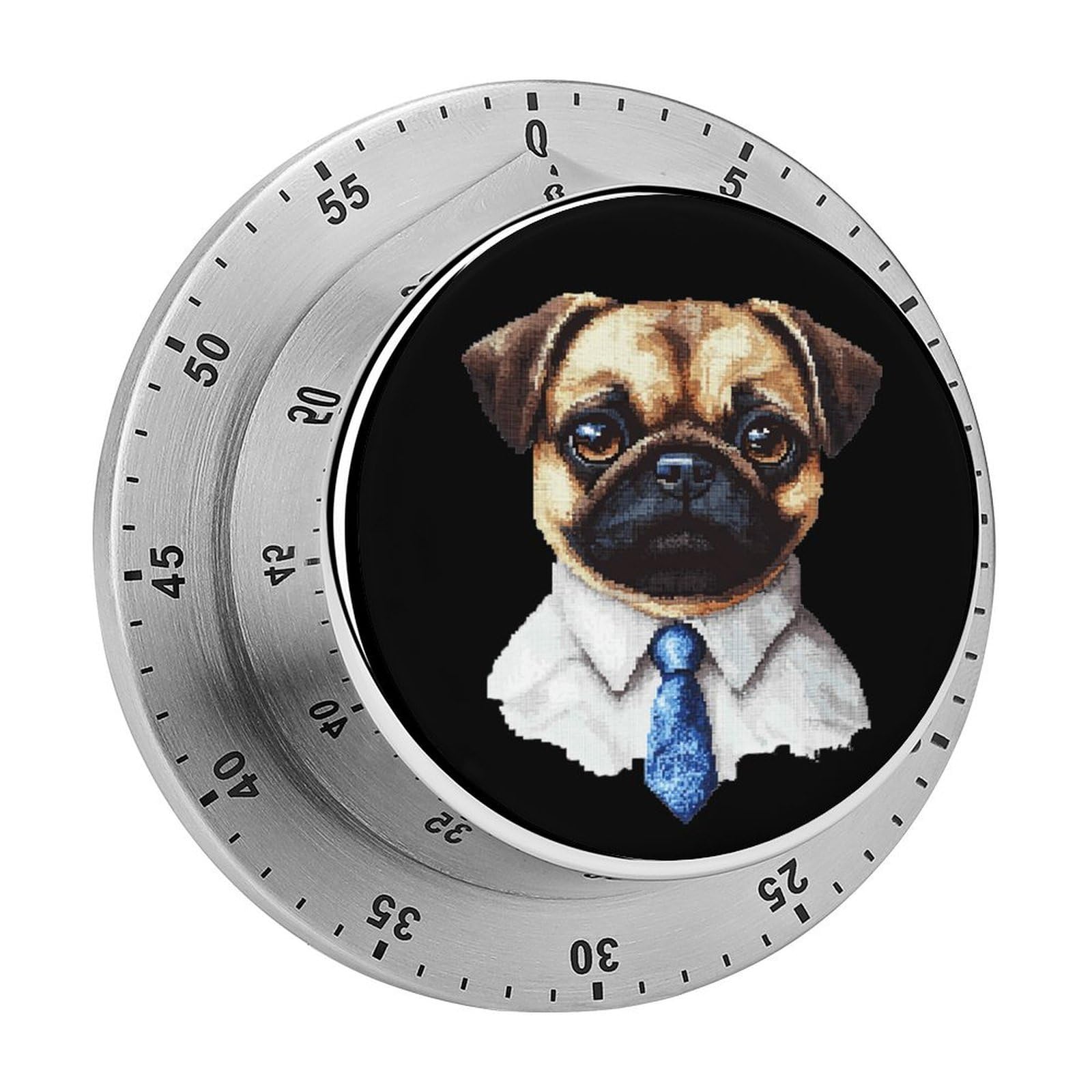 Digital Pug Dog with Tie Mechanical Timer with Alarm for Kitchen Cooking Productivity Stainless Steel Timers