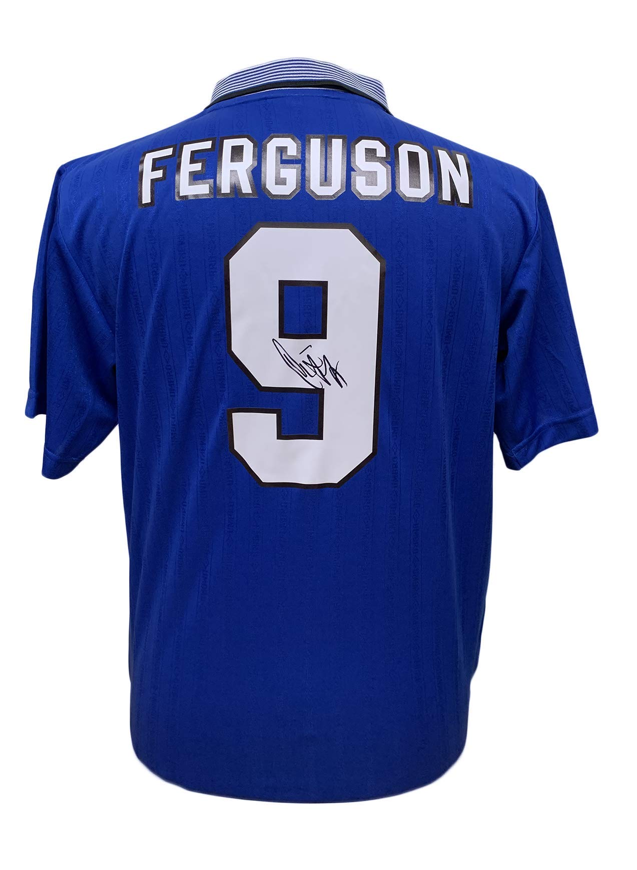 Allstarsignings Blue Duncan Ferguson Signed 1995 Fa Cup Final Final #9 Shirt With Coa & Photo Proof