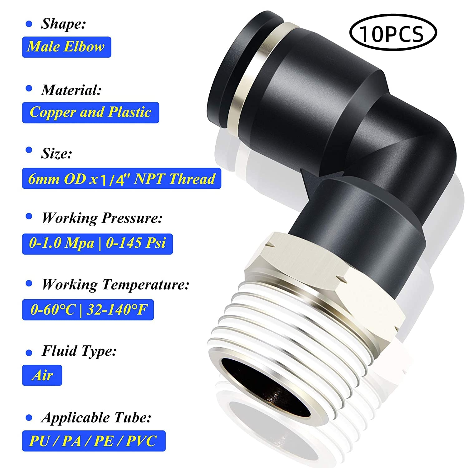 5 Pezzi Raccordi A Gomito Maschio Per Tubo On - Foto 11