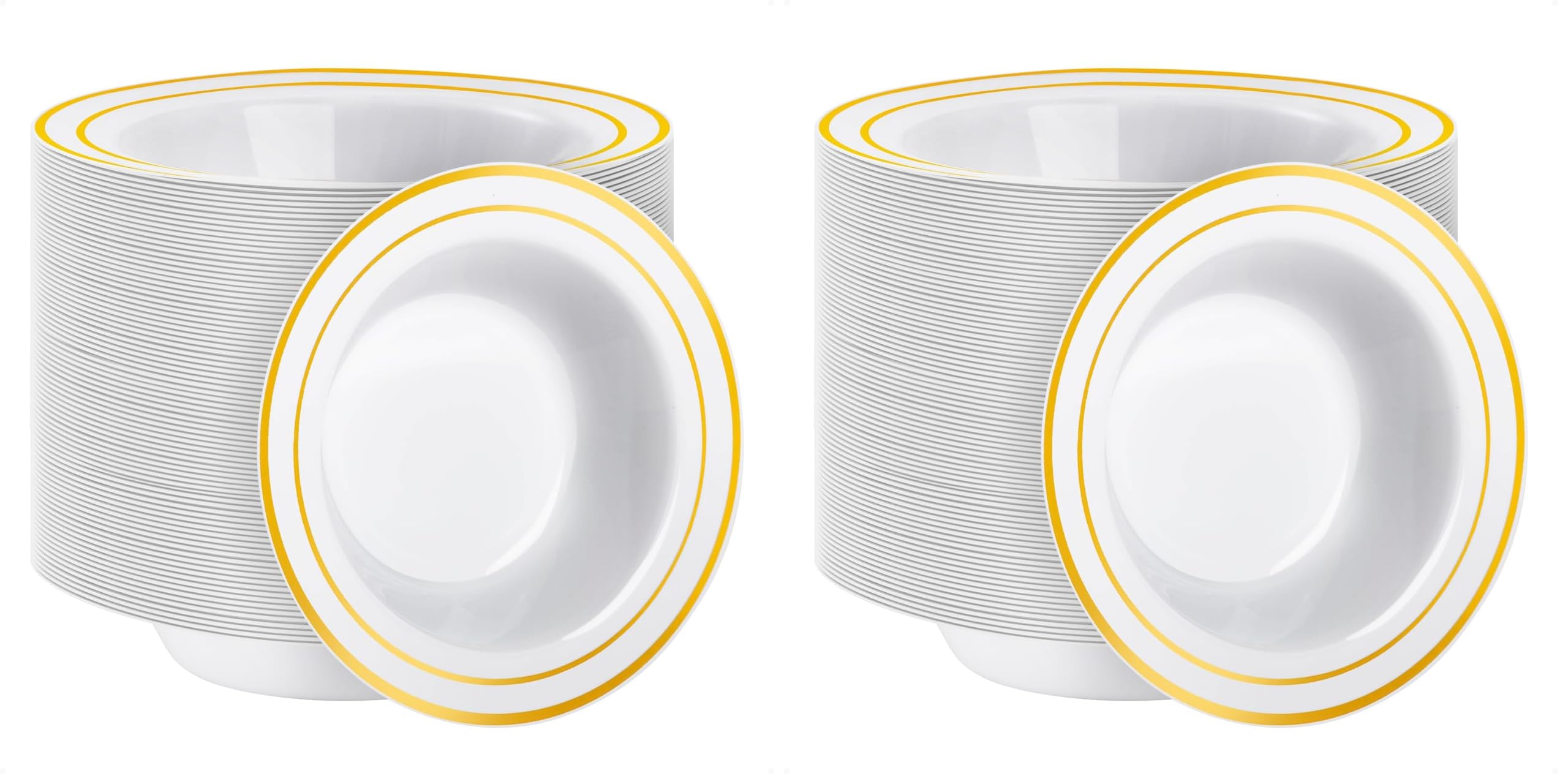 Goodluck Gold Rim Plastic Bowls - 25 Pack -13 Goodluck Gold Rim Plastic Bowls - 25 Pack -13