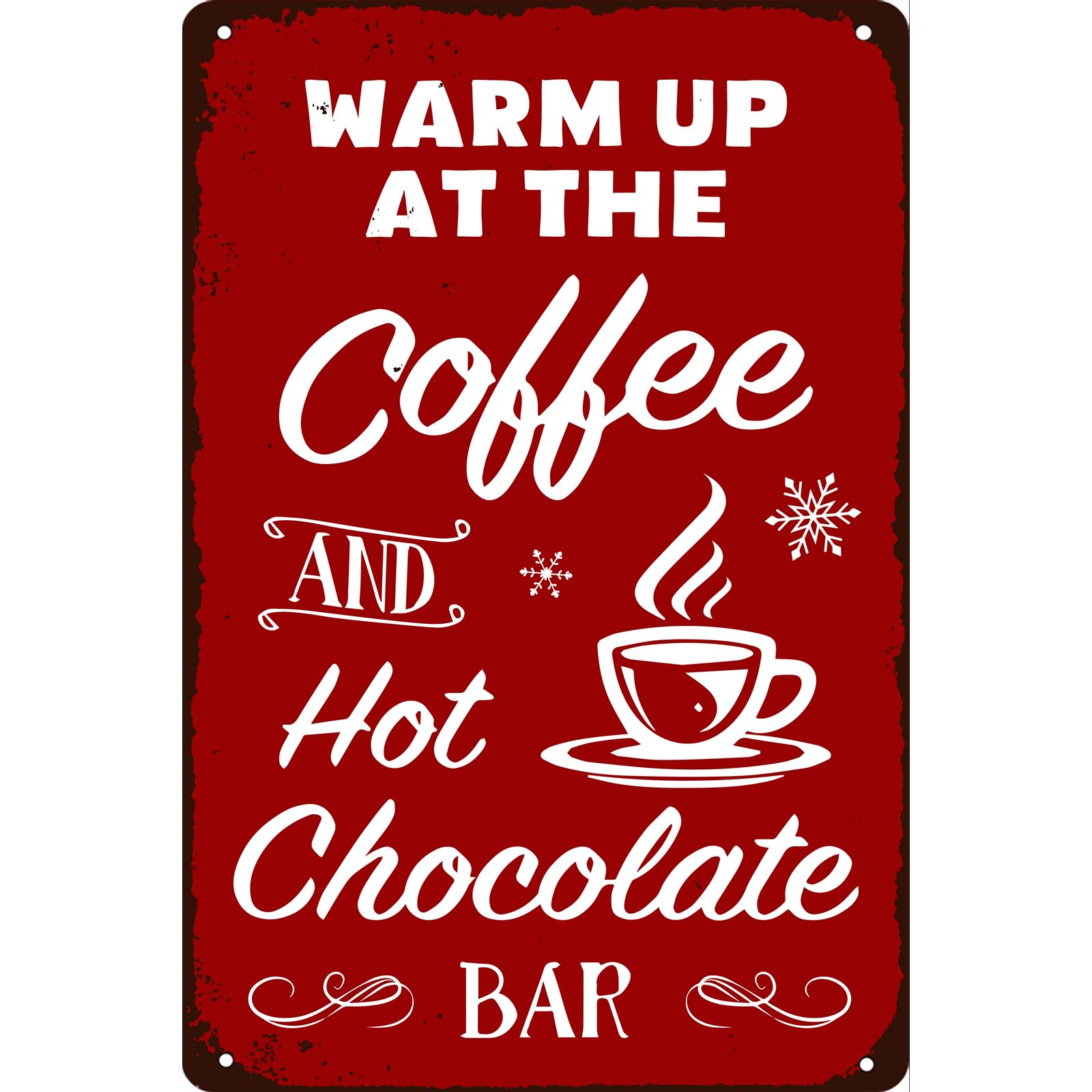 SMAZDFXX Warm up at the Coffee and Hot Chocolate Bar Vintage Metal Tin Sign for Home Cafe Shop Farmhouse Christmas Decorations Hot Cocoa Bar Retro Wall Art Decor 5.5"x8"