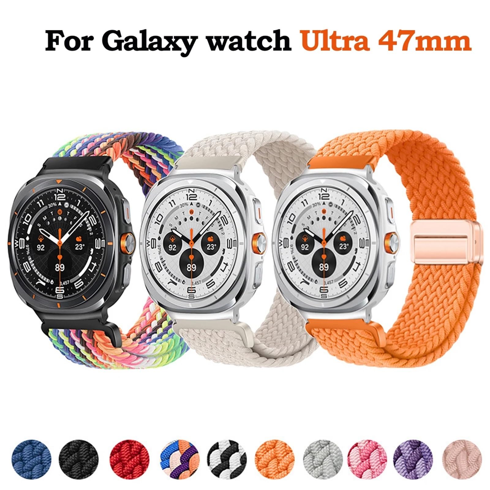 JDIME Cinturino Per Galaxy Watch Ultra Strap 47mm Accessori Bracciale sportivo intrecciato in nylon magnetico Correa Galaxy Watch 7 Ultra Band