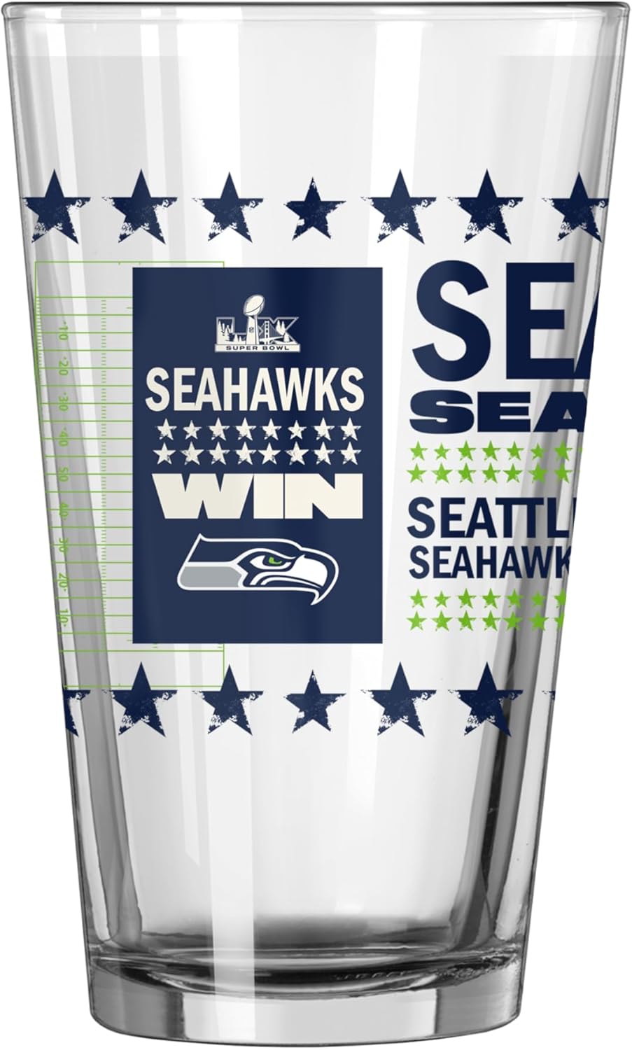 FANMATS NFL Seattle Seahawks Super Bowl 60 Champions 16 oz Pint Glass – Super Bowl 60 Champs Design, 16 Fluid Ounces, Glass