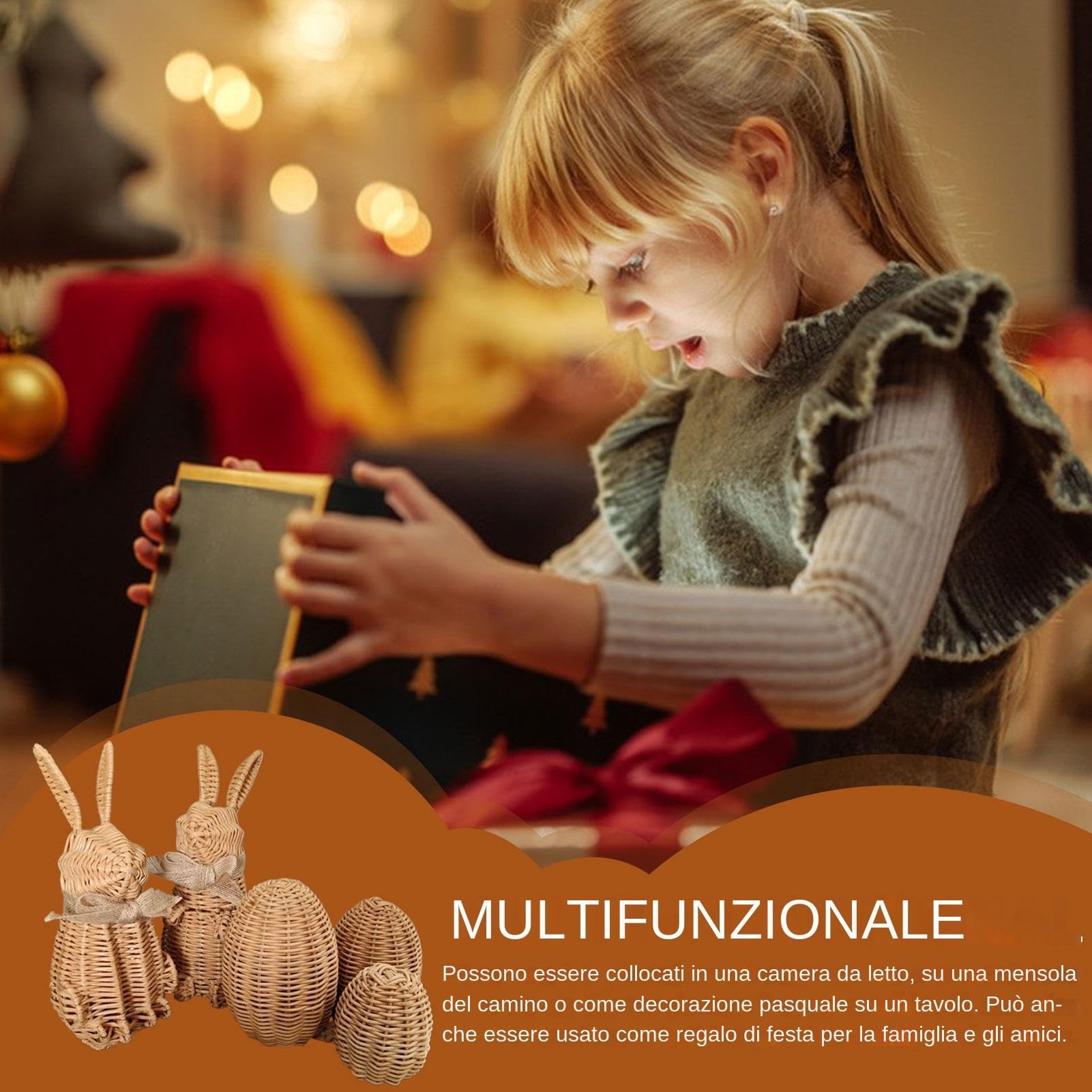 Decorazioni pasquali con coniglietto in rattan, coniglietto in rattan 5