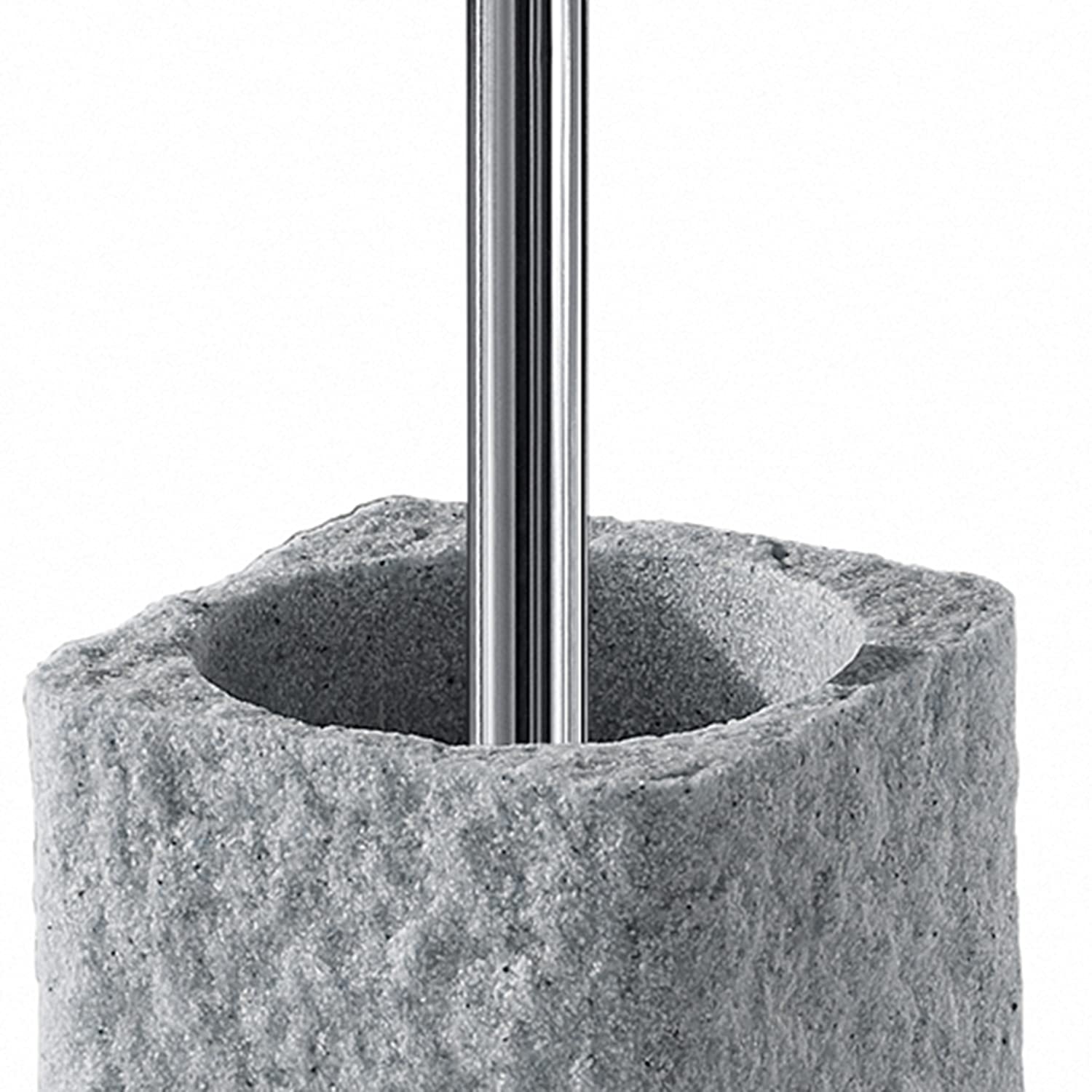 GEDY G-Canton Scopino WC grigio, Misure e peso: 40X10,5X10,5 CM & 1,42 KG, Scopettino wc realizzato in resina e sabbia, Finitura antracite, Scopino bagno Design di R&S Gedy, 2 anni di garanzia