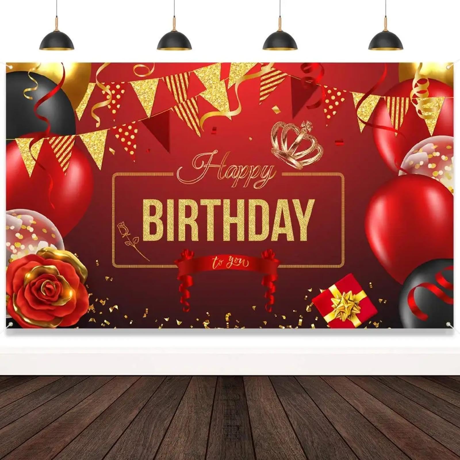 Alles Gute zum Geburtstag Hintergrund Banner Rote Rose Und Luftballons Zeichen Poster Für Frauen Party Dekorationen Hintergrund