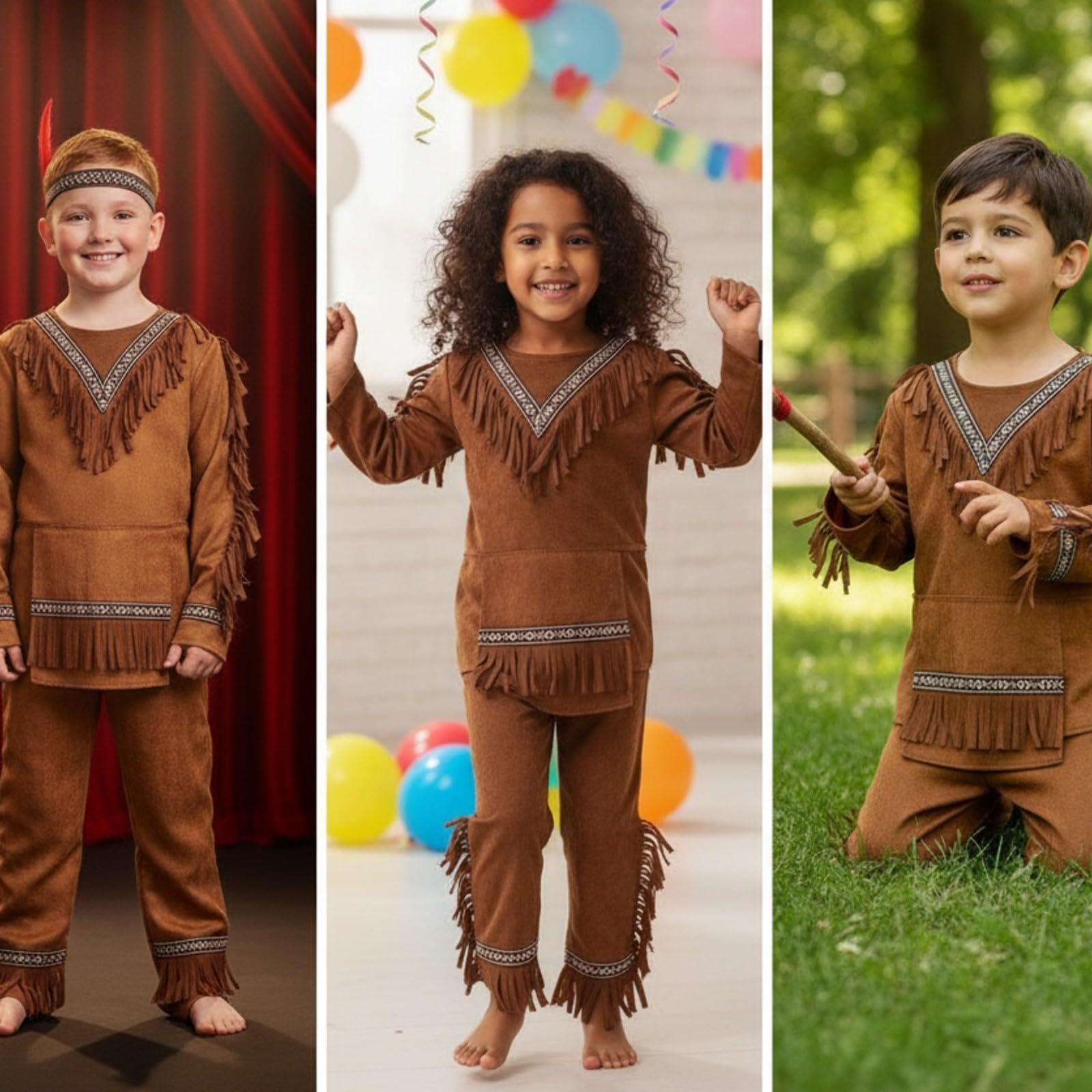 Costume con Maa con Frange | Maniche Lunghe, Vestito da Recita Fascia, Morbido, Set di Danza, per Haween