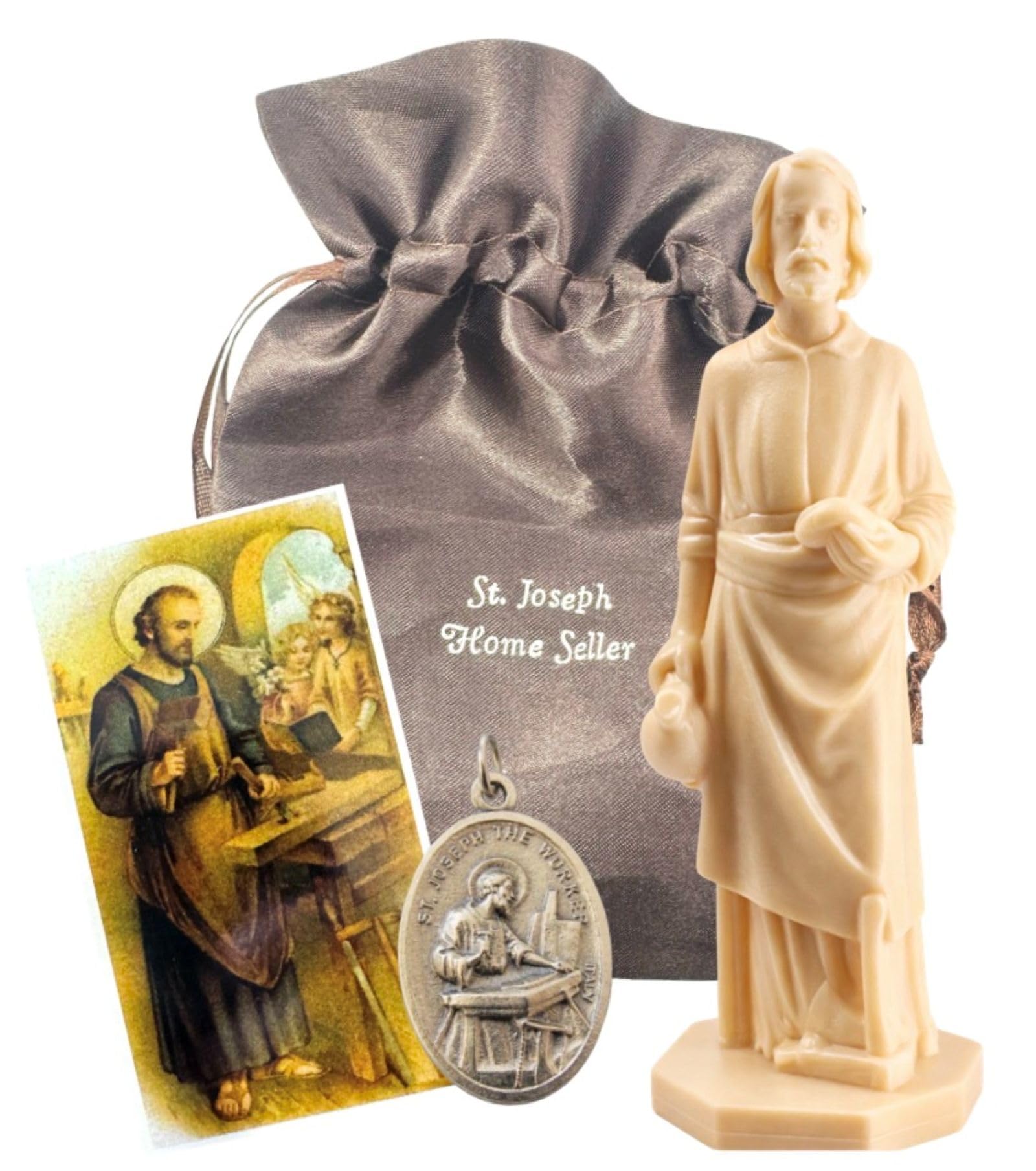 Westmon Works Saint Joseph Home Selling Kit with Instructions Holy Card Medal and Burial Bag Bundle