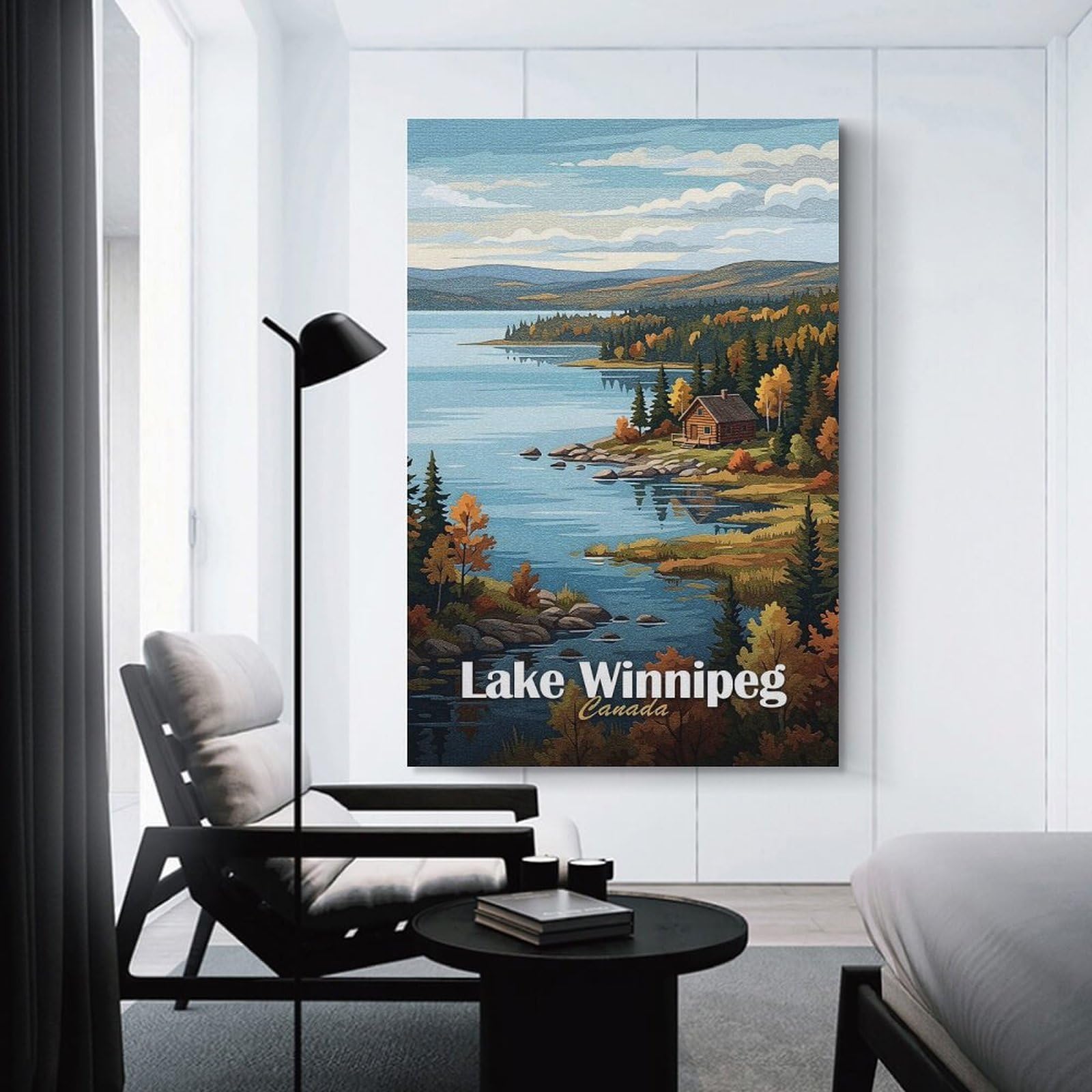 Junmoney Decorative Canvas Print Lake Winnipeg Canada Landscape Art, 24x36inch(60x90cm), for Living Room, Bedroom Or Home Office, Home Decor Gift with Stylish Appeal