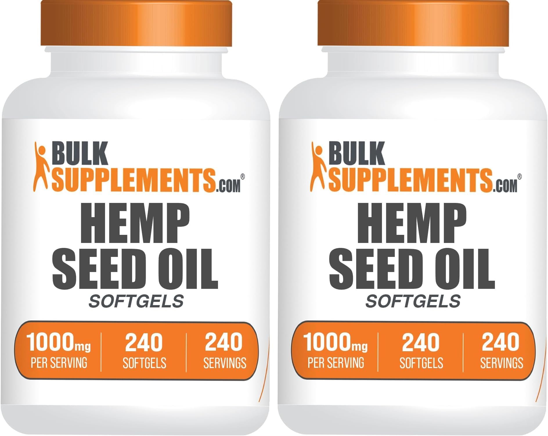 BulkSupplements.com Hemp Seed Oil Softgels - Omega 3 Supplement, Herbal Supplement, Hemp Seed Oil 1000mg - Gluten Free, 1 Softgel per Serving, 240 Count (Pack of 2)