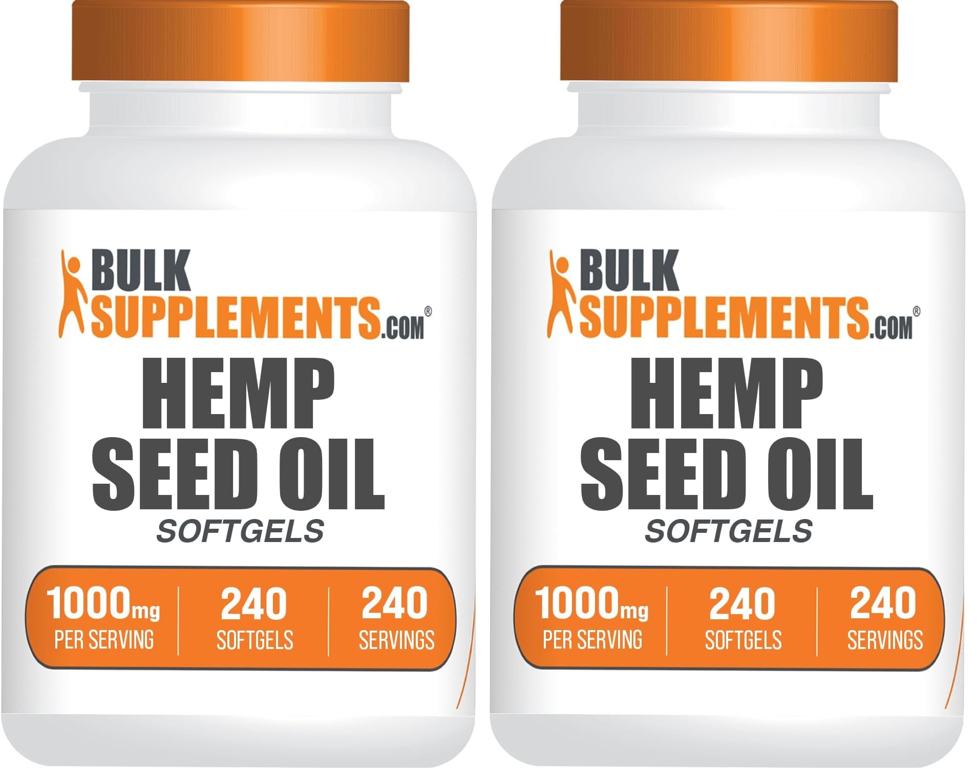 BulkSupplements.com Hemp Seed Oil Softgels - Omega 3 Supplement, Herbal Supplement, Hemp Seed Oil 1000mg - Gluten Free, 1 Softgel per Serving, 240 Count (Pack of 2)