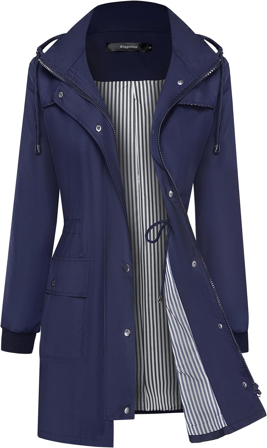 Rain Jacket Women Lightweight Raincoat Waterproof Windbreaker Striped Climbing Outdoor Hooded Trench Coats S-XXL