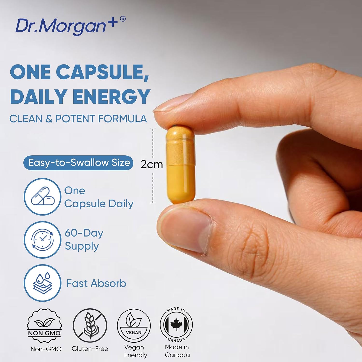 Dr. Morgan PQQ 25mg (Pyrroloquinoline Quinone) & CoQ10 100mg - Mitochondrial Energy & Cellular Vitality Support - Cognitive Antioxidant Formula - 60 Capsules, Non-GMO