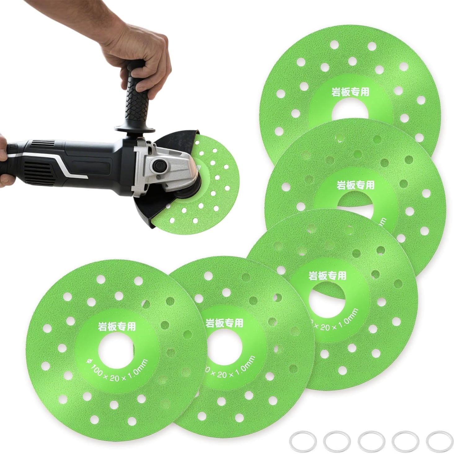 5 Pcs Glass Cutting Disc, 110/115MM Vacuum Brazed Ultra-Thin Multi-Pore Flat Abrasive Sheet Disc for Grinding Jade, Crystal, Wine Bottles, Tile(Size:4'')
