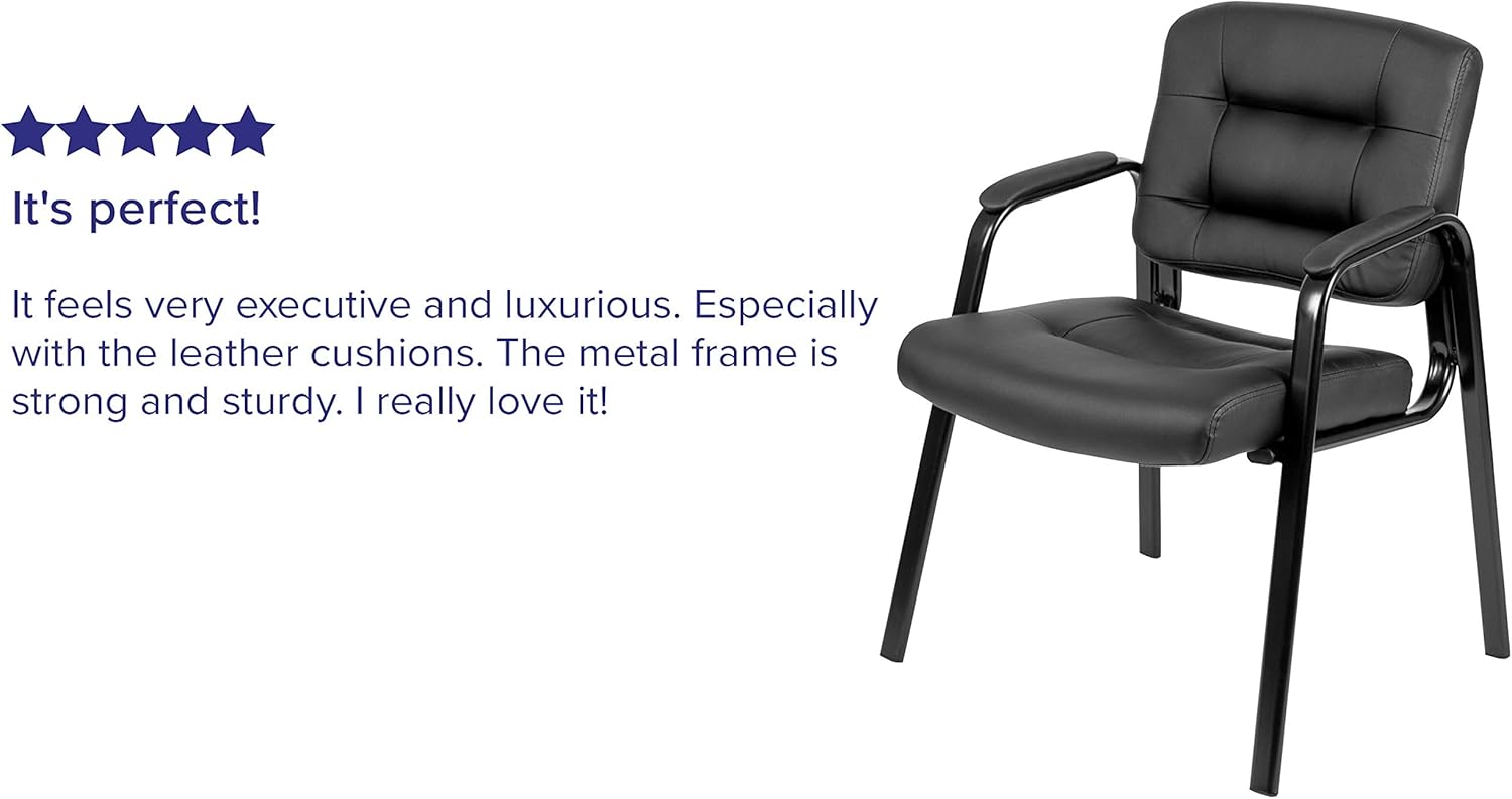 Flash Furniture Flash Fundamentals Black LeatherSoft Executive Reception Chair with Black Metal Frame : Office Products