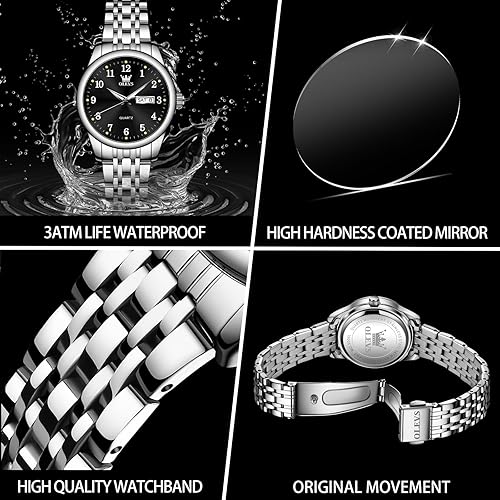 Miniatura 5 de OLEVS Relojes de lujo para mujer, reloj de mujer con día y fecha, reloj femenino para pulsera pequeña, relojes de acero inoxidable dorado para