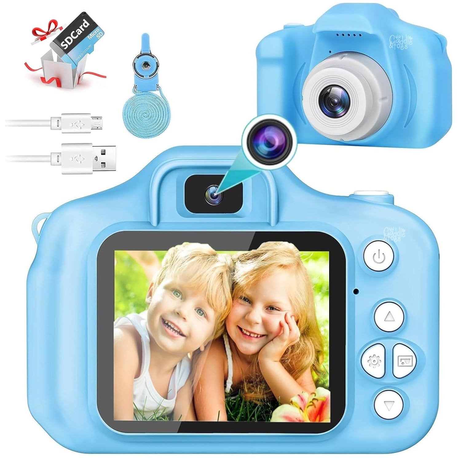 CADDLE & TOES Kids Digital Camera/Selfie Dual Lens/HD Camera/Video Recorder/Games/ 4GB SD Card(Included)/ 2.0 Inch Screen/High Battery Life/Gifts for Kids Girls Boys 4+ 5 6 7 8 (Ocean Blue)