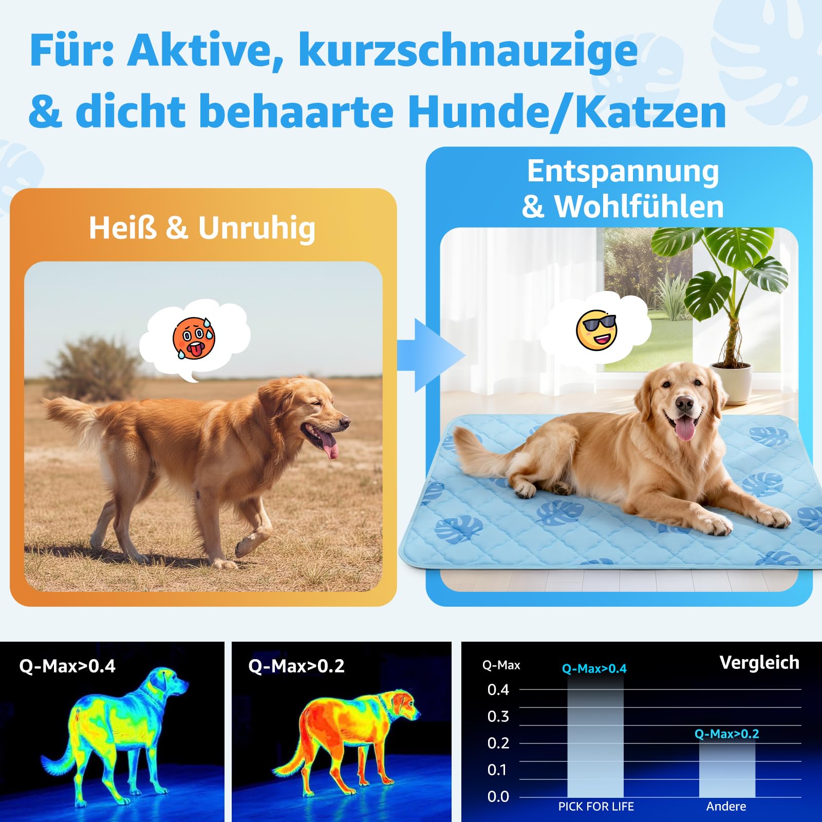 PICK FOR LIFE Tappetino refrigerante per cani 70 x 55 cm