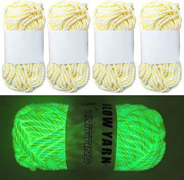 Luminous Macrame Cord,Bohemia Craft Knitting String DIY, 3mm Glow in The Dark Craft Cord,for Weaving Xmas Tree,Handmade Plant Hangers Wall,3 Strands,82 Feet27 Yards,25m Light Yellow White