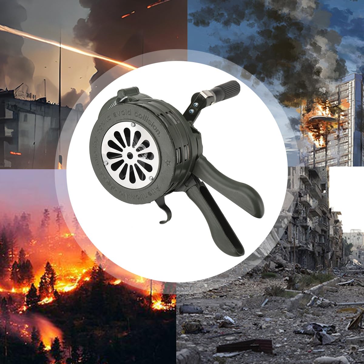 110dB Handsirene Aluminiumgehäuse Sirene, Tragbarer Handkurbel-Alarm | Einklappbar Alarmsirene Manuell Betriebenes Sirenen für Feueralarm den Heim,Grün