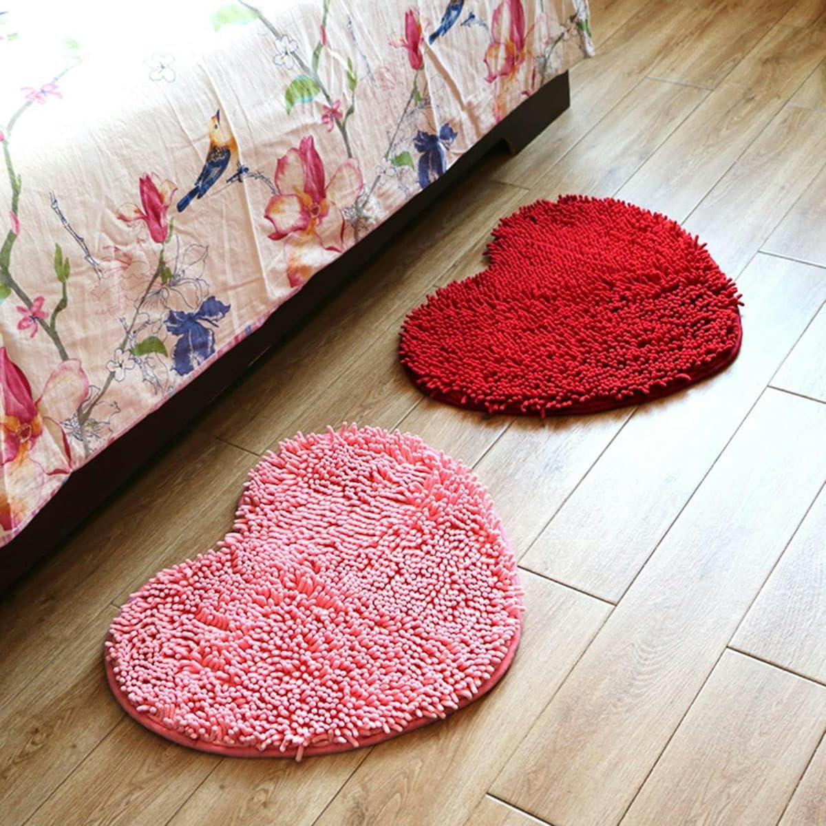 ハート型 滑り止め シェニールバスマット ソフト 吸水性 バスルームラグ 装飾フロアマット ホリデー用 犬用スナッフルマット - カ