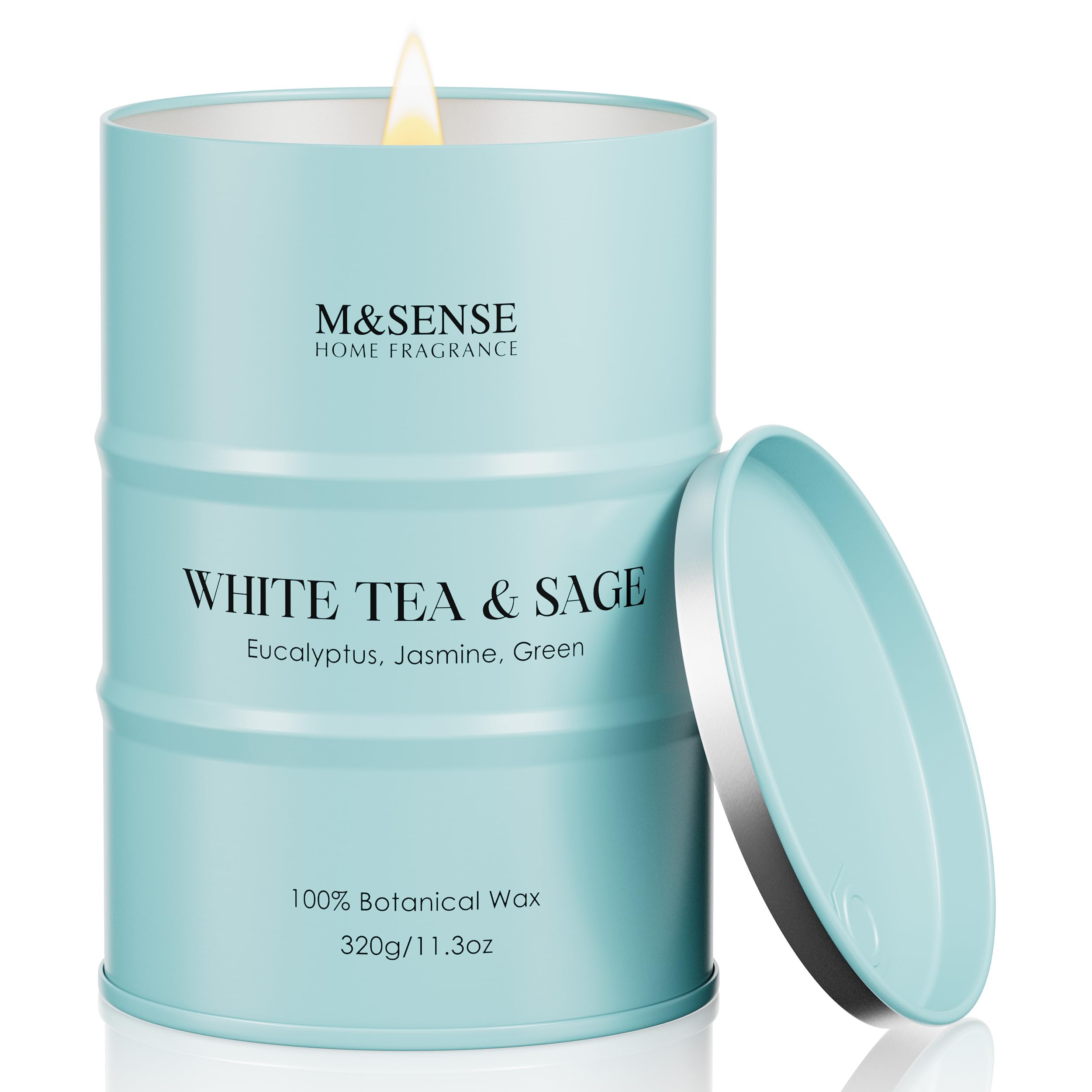M&amp;SENSE White Tea Sage Scented Soy Candles, 11.3oz