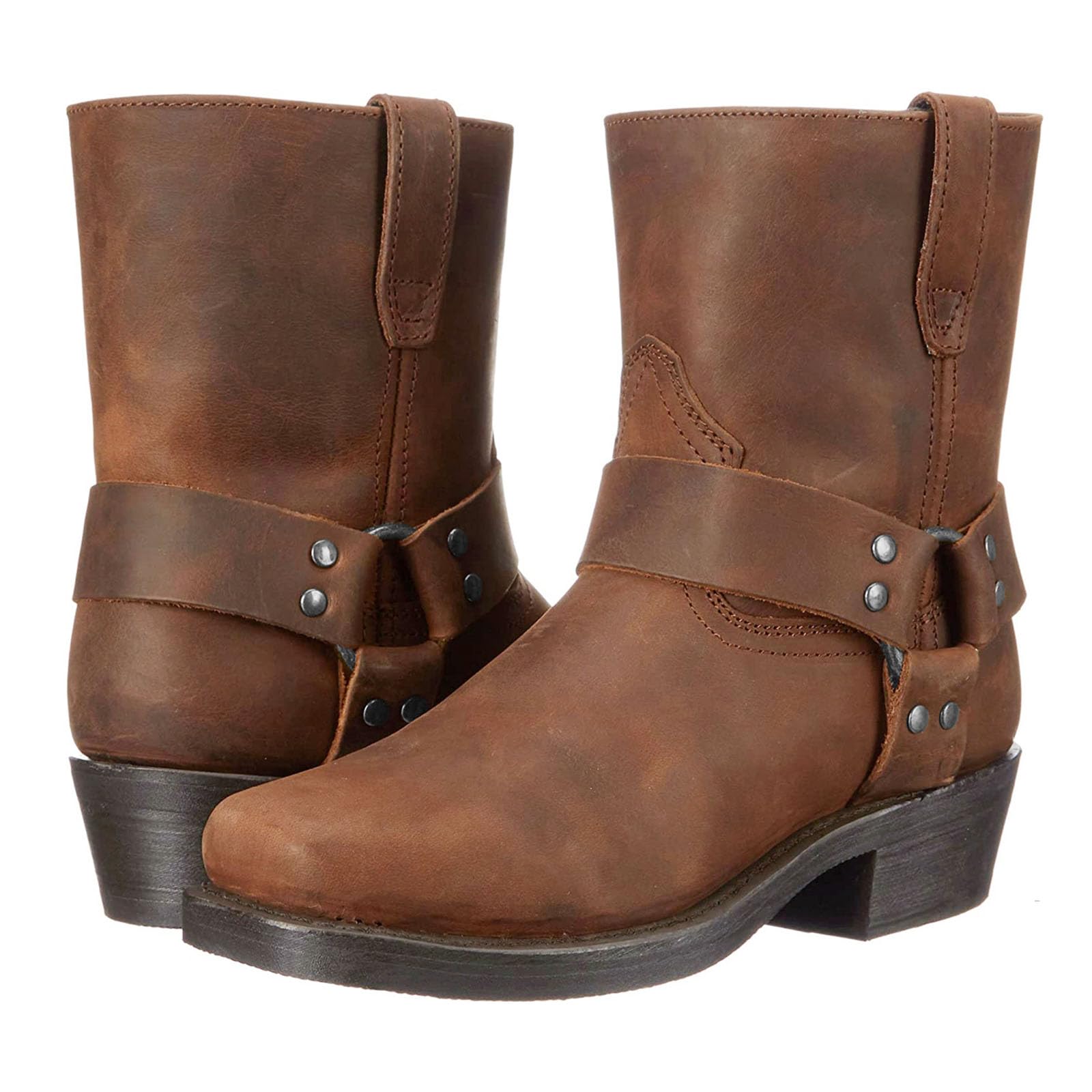 Herren Cowboystiefel Mit Reißverschluss An Der Seite Westernstiefel Square Toe Land Arbeit Motorradstiefel