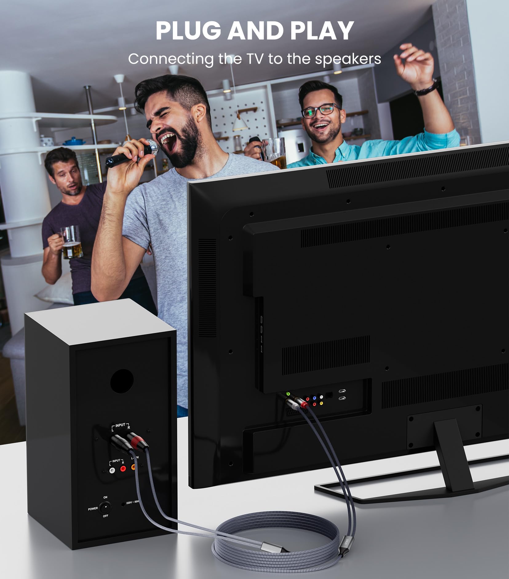 Câble RCA vers XLR, 2 RCA mâles vers 2 XLR mâles, connexion audio stéréo Hi-Fi, câble de microphone – 3 mètres
