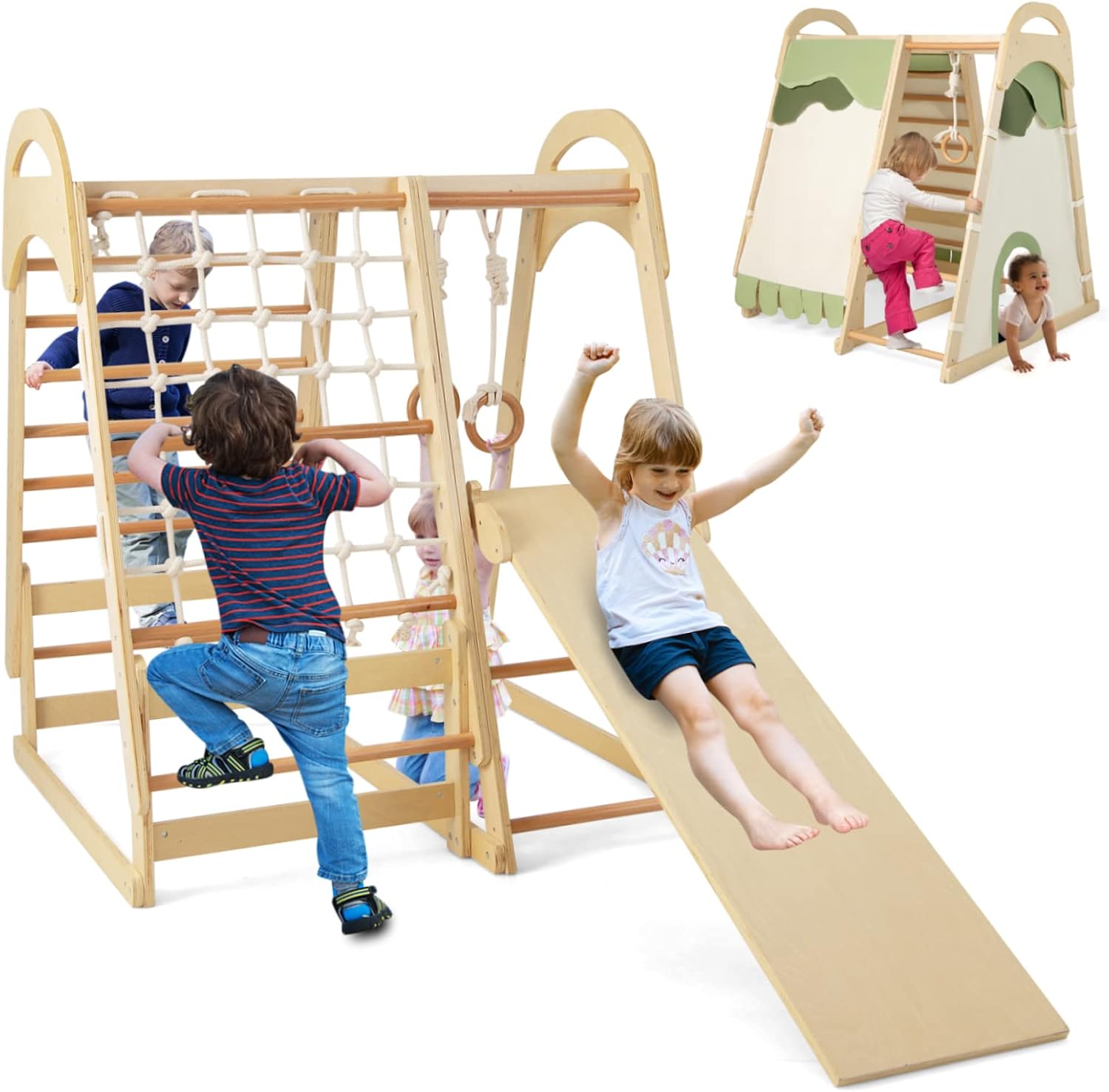 HONEY JOY Kids Indoor Playground, Jungle Gym Playset w/Climbing