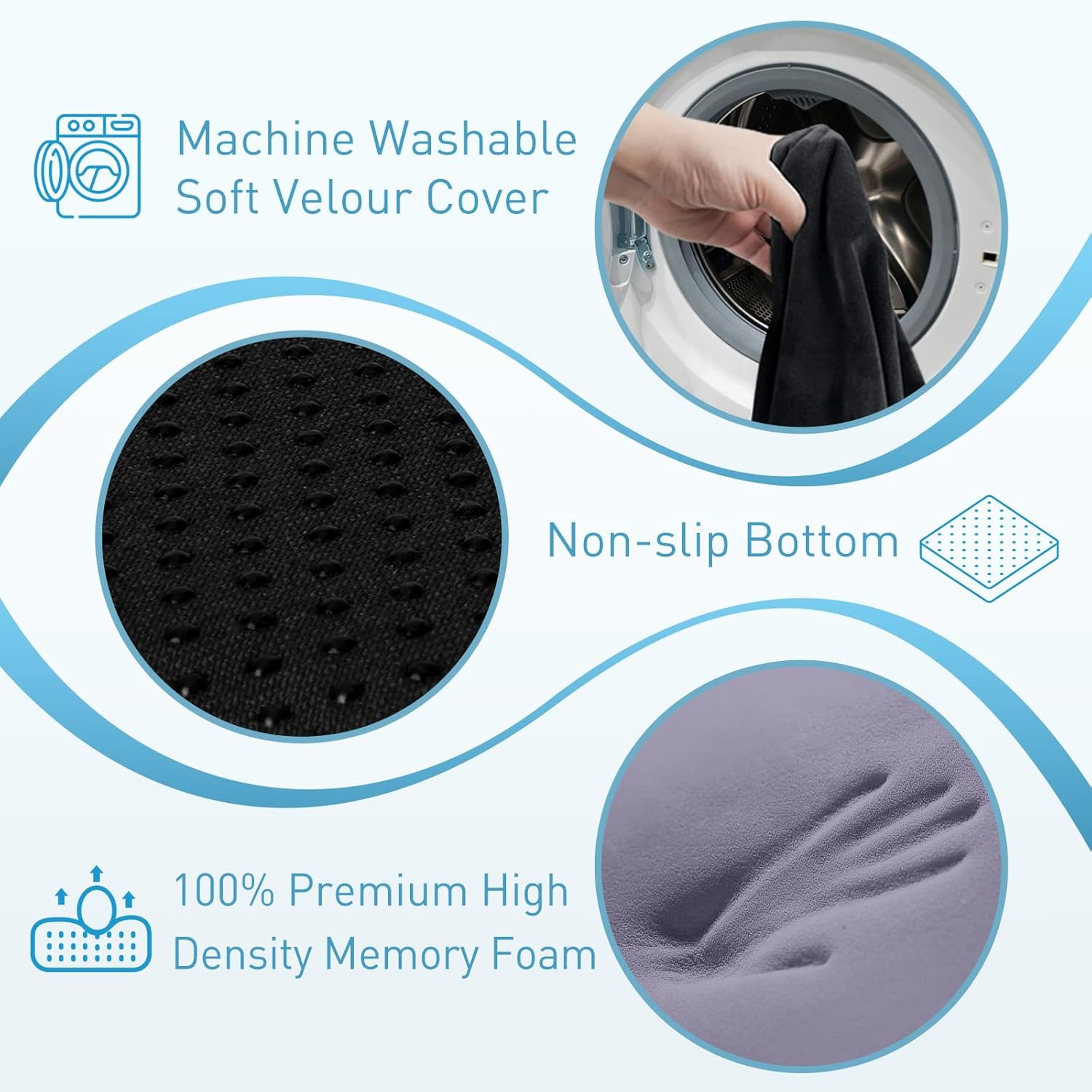 BlissTrends Seat Cushion,5.2in Thick Memory Foam Cushions for Office Chair, Car Seat, Airplane, Relieving Pressure Tailbone Sciatica Back Pain for Long Sitting Office Workers, Car Drivers Black - Image 3