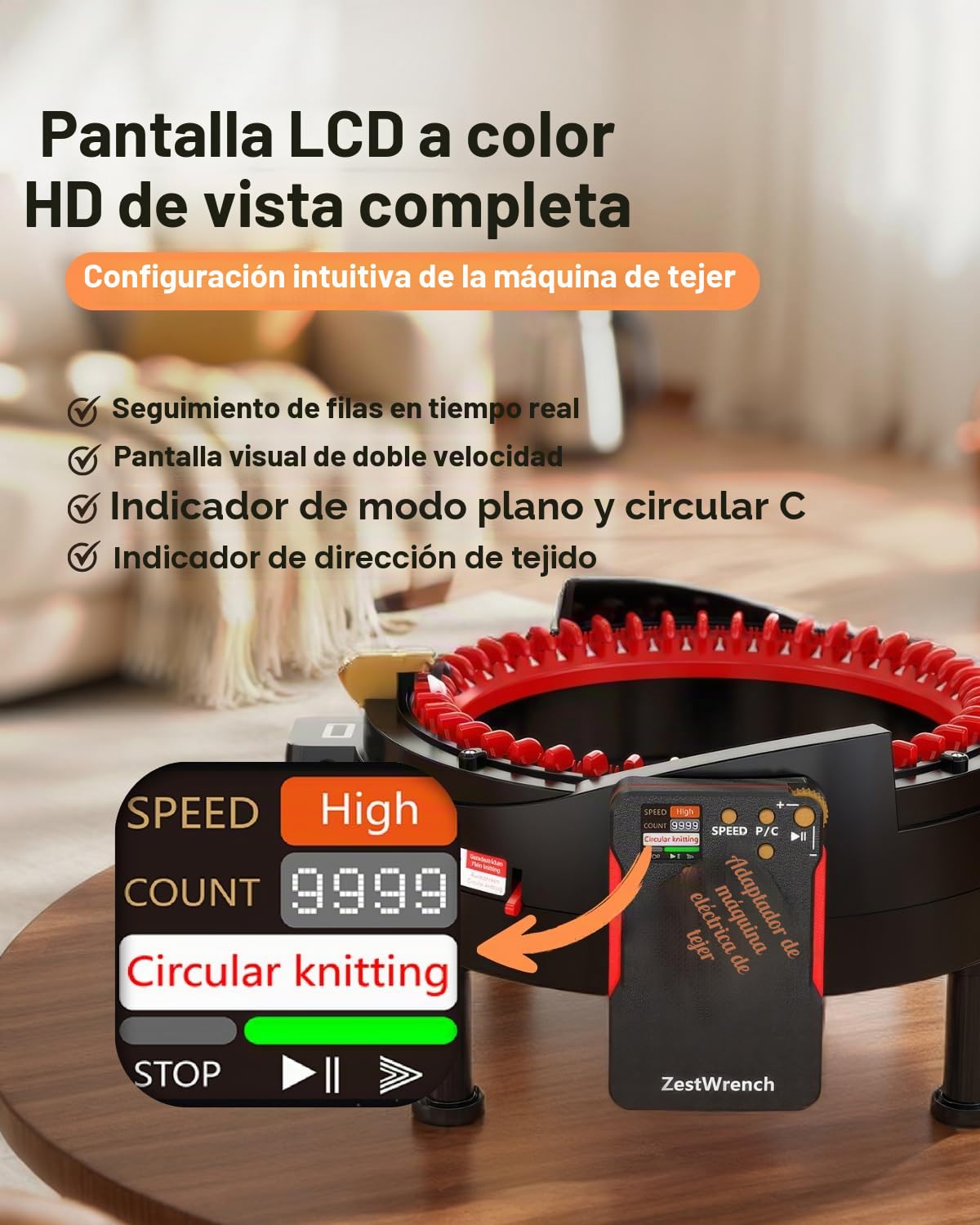 Adaptador eléctrico para máquina de tejer addi Express King Size 46 agujas, addi máquina de tejer accesorios automáticos, panel LCD y contador de filas