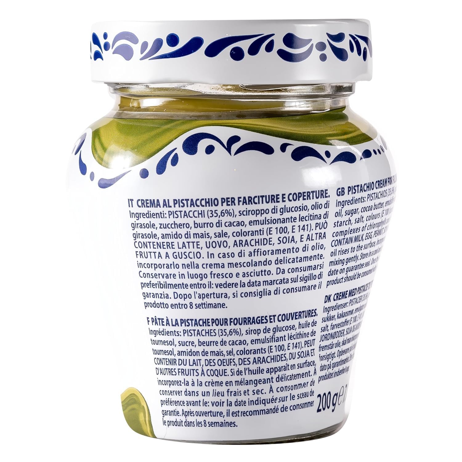 Fabbri Crema al Pistacchio, Crema Spalmabile, Confezione da 6 Barattoli, 200 g, + portachiavi italy shop service