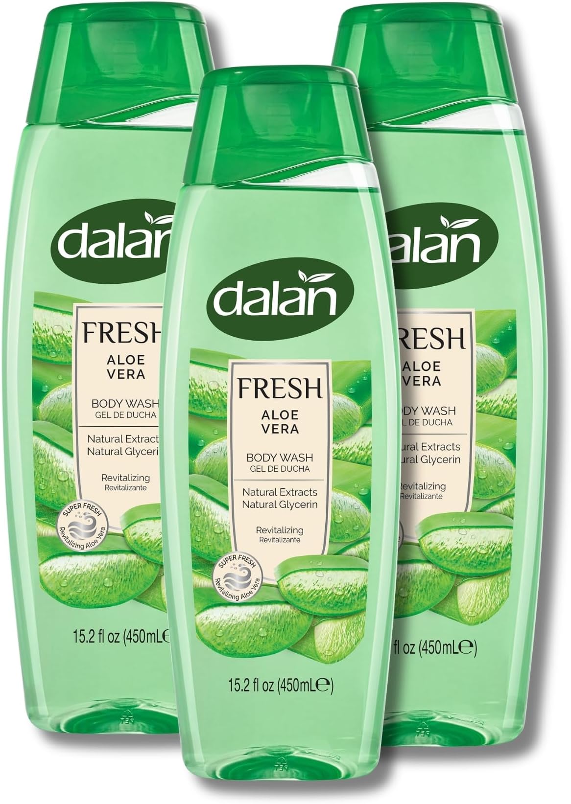 Dalan Natural Extracts Body Wash, with Fresh Pink Grapefruit & Aloe Vera & Sea Minerals, 15.2 fl oz (3 Pack, Aloe Vera)