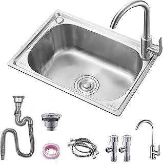 Stainless Steel Sink,Small Kitchen Sink,Outdoor Sink,Utility Sinks with Sink Drainer,undermount Kitchen Sink,Campervan Sink,Laundry Sink Portable Hand Washing Station for Restaurant,Garage,Garden (Co