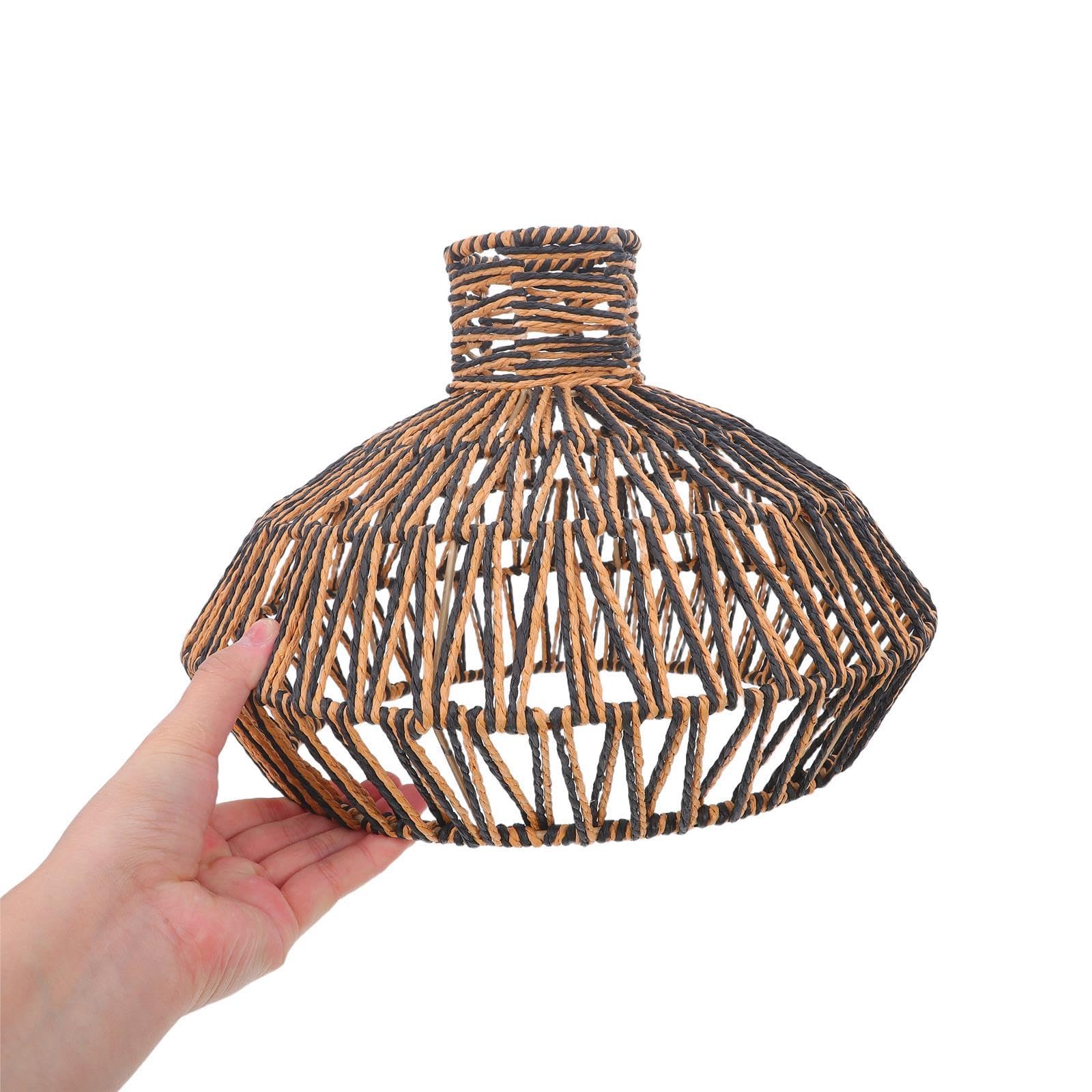 OUNONA Abażur z plecionej liny papierowej – nowoczesny, pleciony abażur sufitowy w stylu boho – osłona żarówki do lampy wiszącej w stylu rustykalnym, do przedpokoju, 12 x 8,3 cala