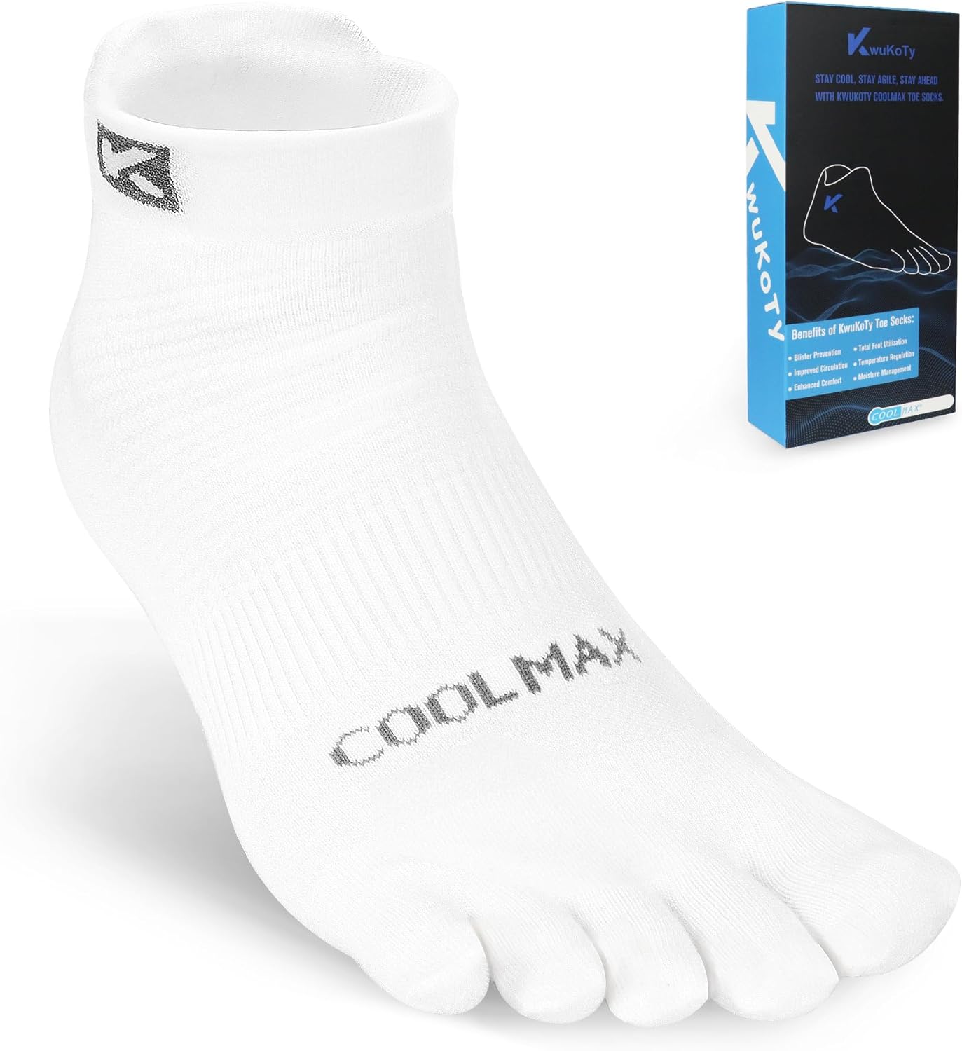 3-Pair Cushioned Compression Running Toe Socks Ankle | Coolmax Lycra | Size Men's 4-13 Women's 5-14 - Amazon product rated Grade C