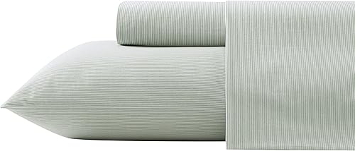 Tommy Bahama - Juego de sábanas de algodón percal lavado, suave y transpirable, decoración de dormitorio con bolsillos profundos (Island Cays Stripe